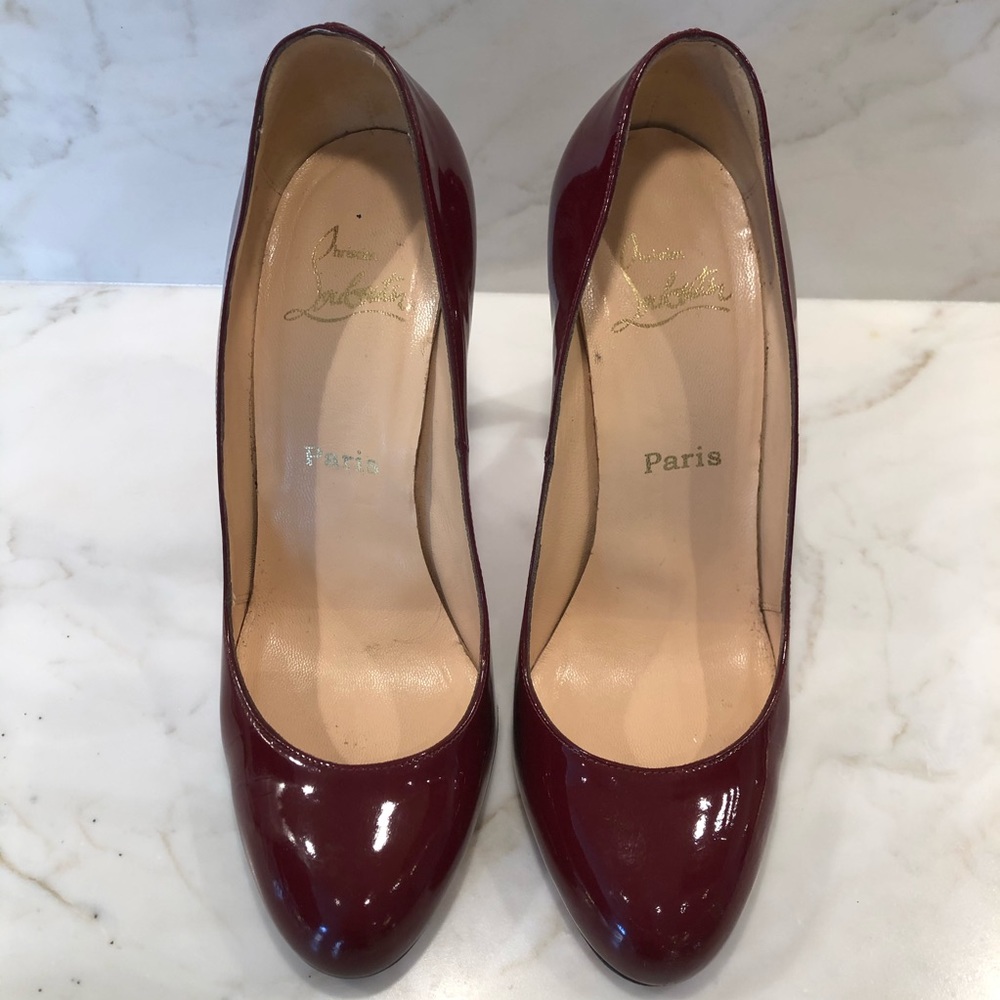 Christian Louboutin Burgundy Patent Leather Pumps